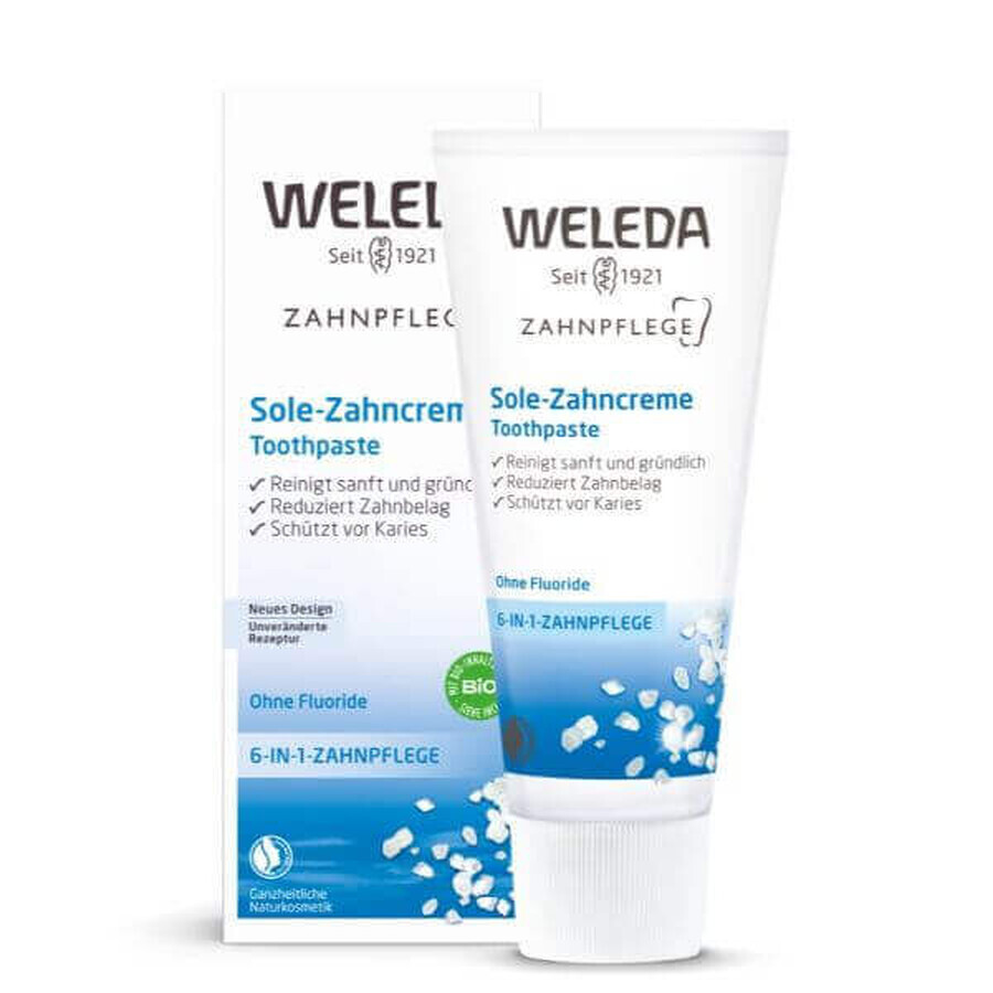 Weleda Dentifricio Salino Trattamento 6 in 1 Gusto Sale e Menta, 75ml