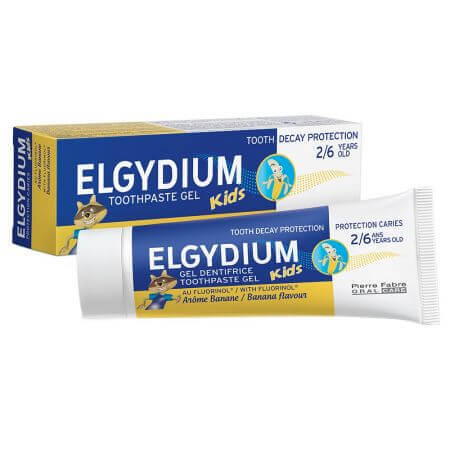 Dentifrice à la banane pour enfants, 2-6 ans, 50 ml, Elgydium Kids