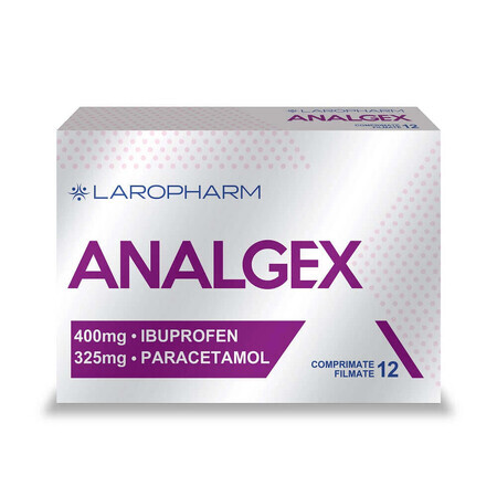 Analgex 400 mg/325 mg, 12 film-coated tablets, Laropharm