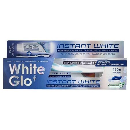 White Glo Instant White Toothpaste + Toothbrush, 150g, Barros Laboratories