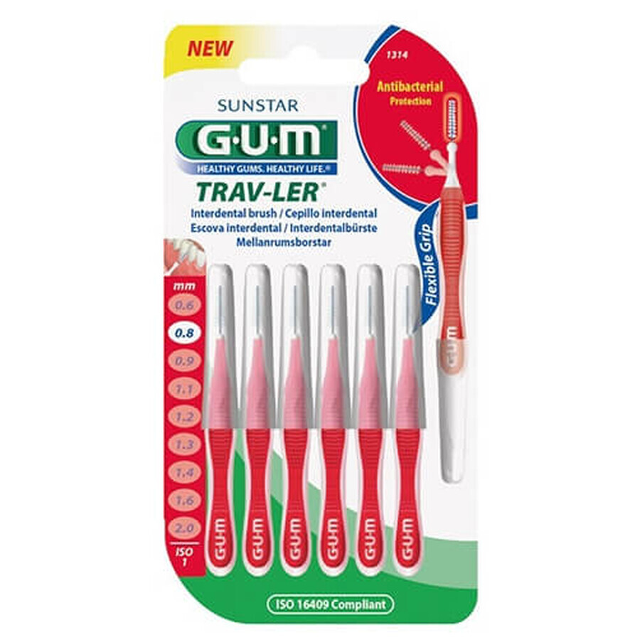 Interdental brushes Trav-Ler 0.8 mm, 6 pieces, Sunstar Gum