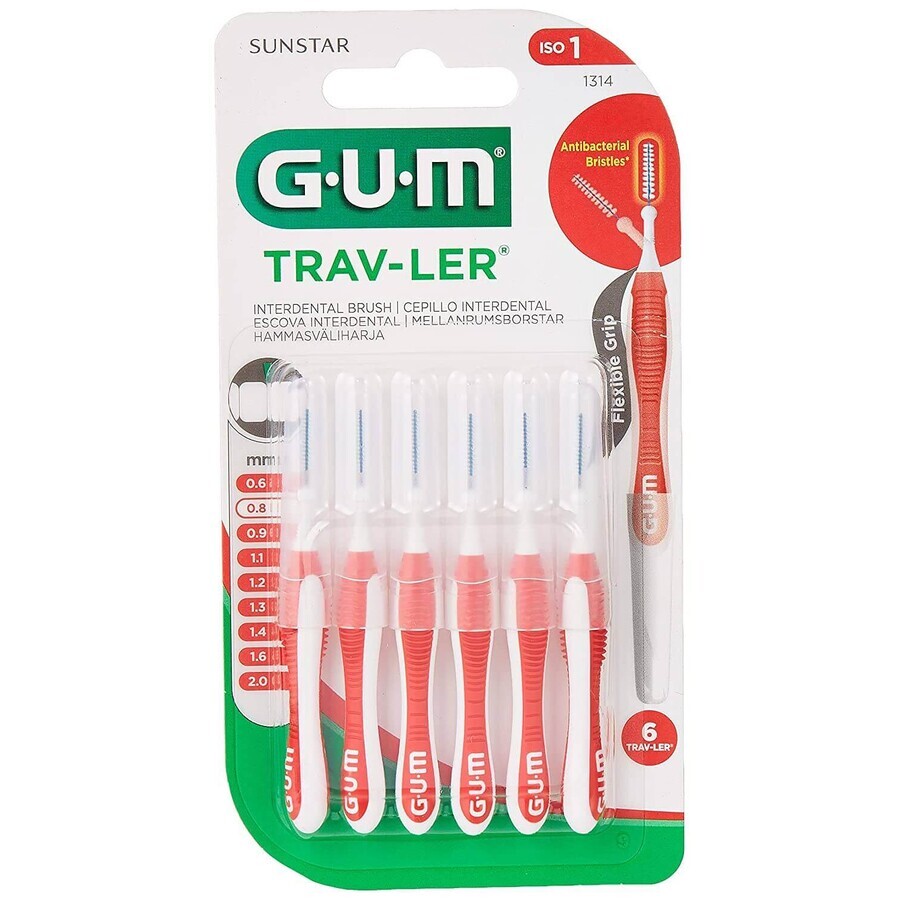 Interdental brushes Trav-Ler 0.8 mm, 6 pieces, Sunstar Gum