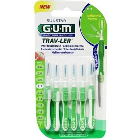 Interdental brushes Trav-Ler 1.1 mm, 6 pieces, Sunstar Gum