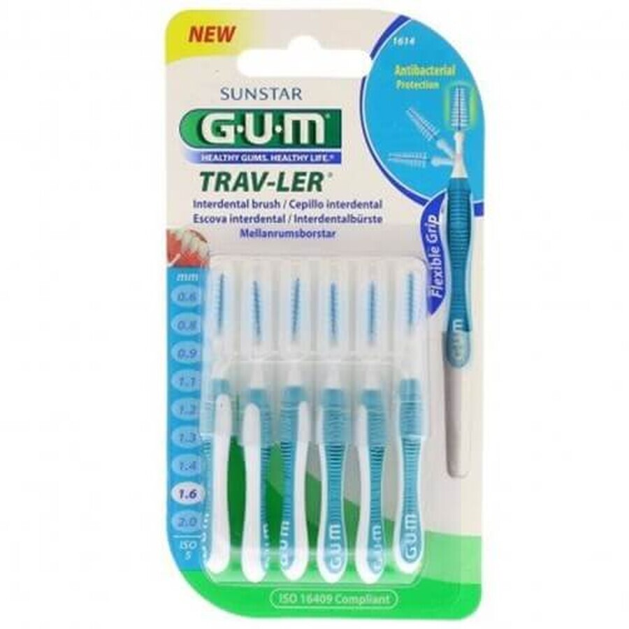 Trav-Ler interdental brushes 1.6 mm, 6 pieces, Sunstar Gum