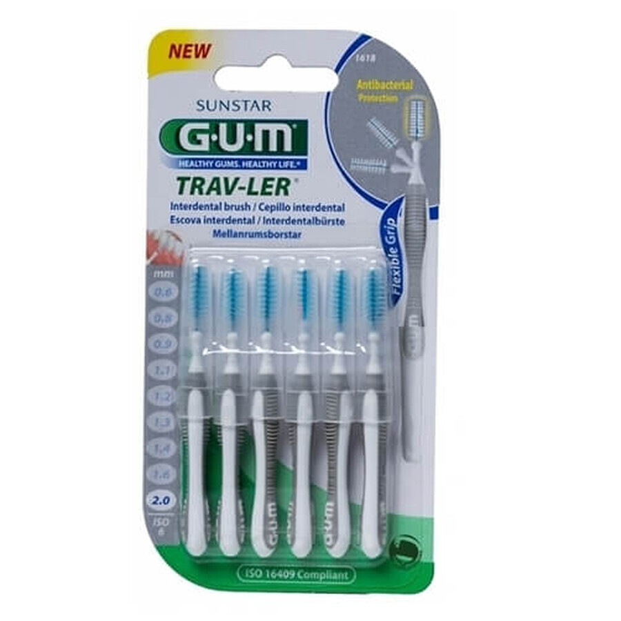 GUM Trav Ler 1618 Scovolino Interdentale 2.0 mm 6 Pezzi