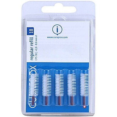 Scovolino interdentale Regular Refill CPS 18 > 2,0 - 8,0 mm, 5 pezzi, Curaprox