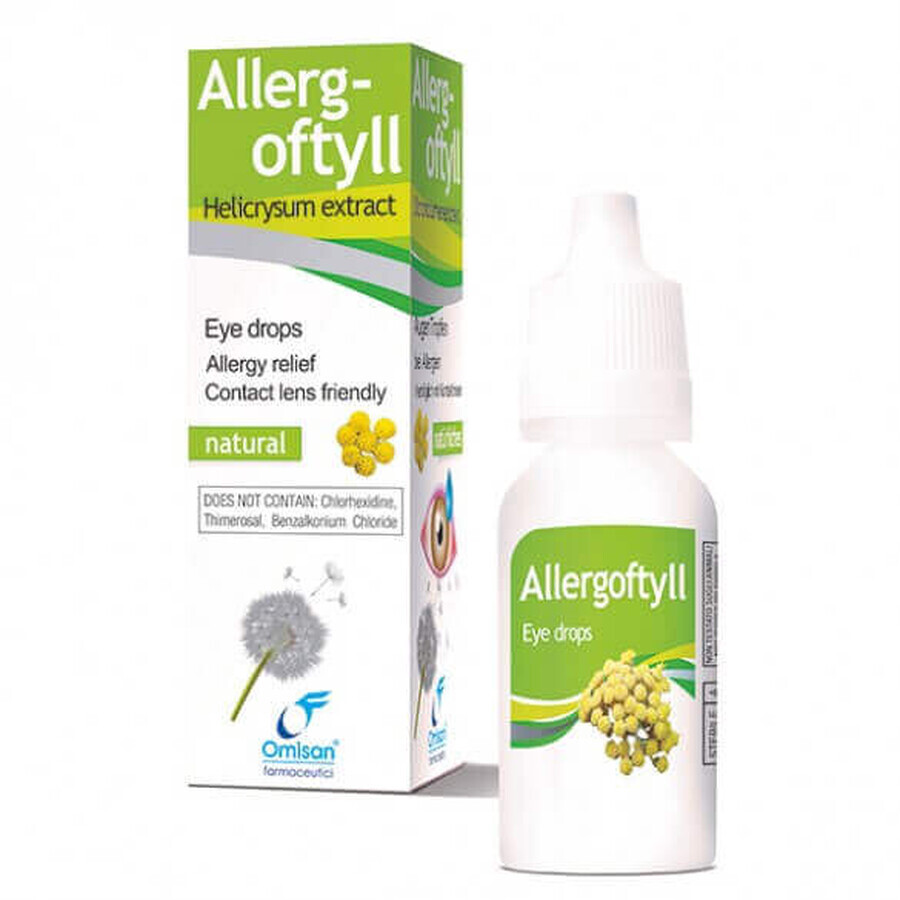 Allergic eye drops with helichrysum, AllergOftyll, 15 ml, Omisan Farmaceutici