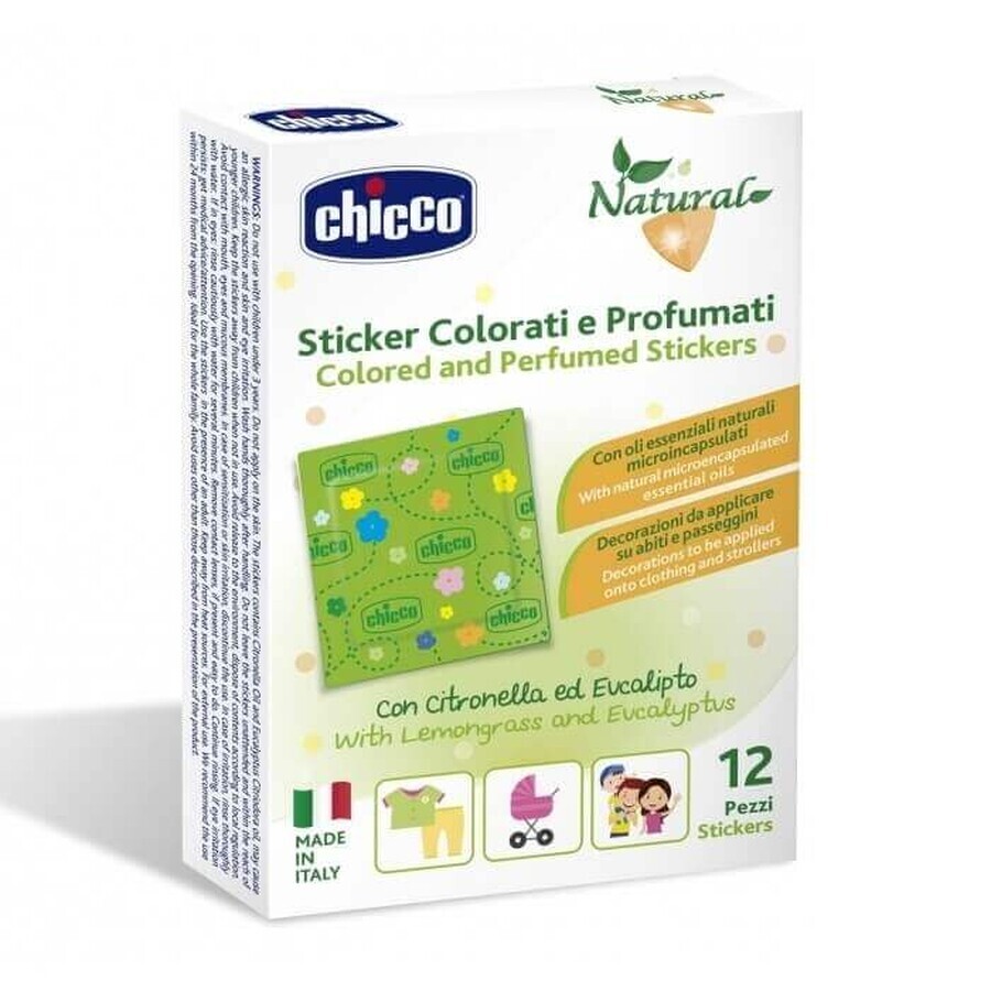 Plasturi colorati si parfumati cu ulei din lemongrass si eucalipt 3 ani+, 12 bucati, Chicco Natural