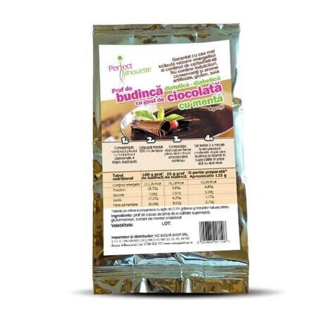 Budino dietetico-diabetico in polvere al gusto di cioccolato alla menta Perfect Silhouette, 50 g, NoCarb Noodle