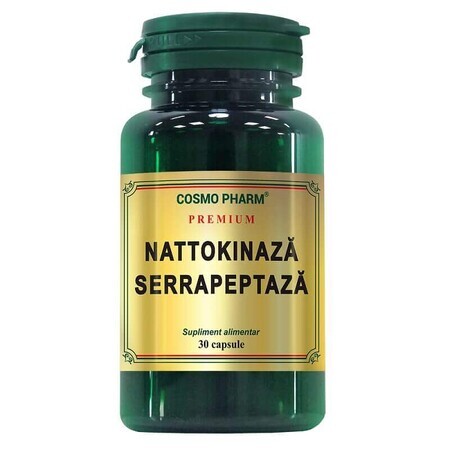 Nattokinase Serrapeptase Premium, 30 cápsulas vegetales, Cosmopharm