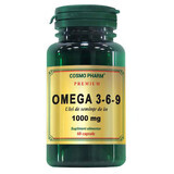 Premium Omega 3-6-9 1000mg Aceite de Semilla de Lino, 60 cápsulas, Cosmopharm