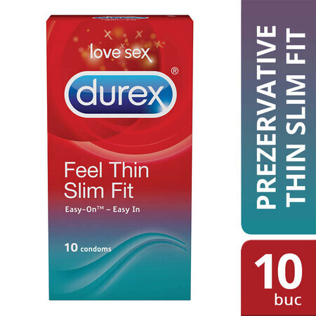 Preservativi Feel Thin Slim Fit, 10 pezzi, Durex