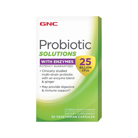 Probiotic Solutions con enzimi, 30 capsule, GNC