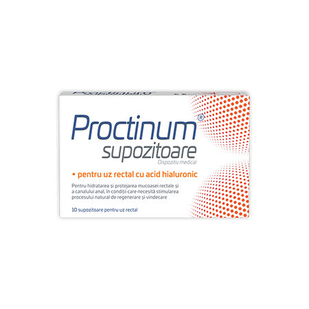 Proctinum suppositoires d'acide hyaluronique pour les hémorroïdes, 10 pièces, Zdrovit