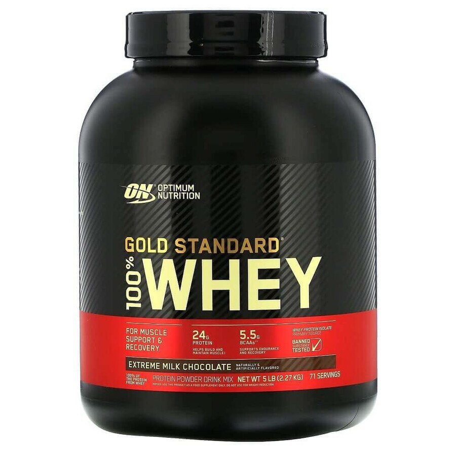Protein Whey Gold Standard Cioccolato al latte, 2,27 Kg, Nutrizione Ottimale