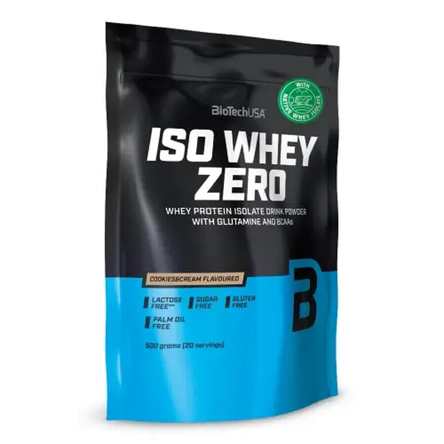 BioTech USA Cookie &amp; Cream Iso Whey Zero Protein Powder, 500 g