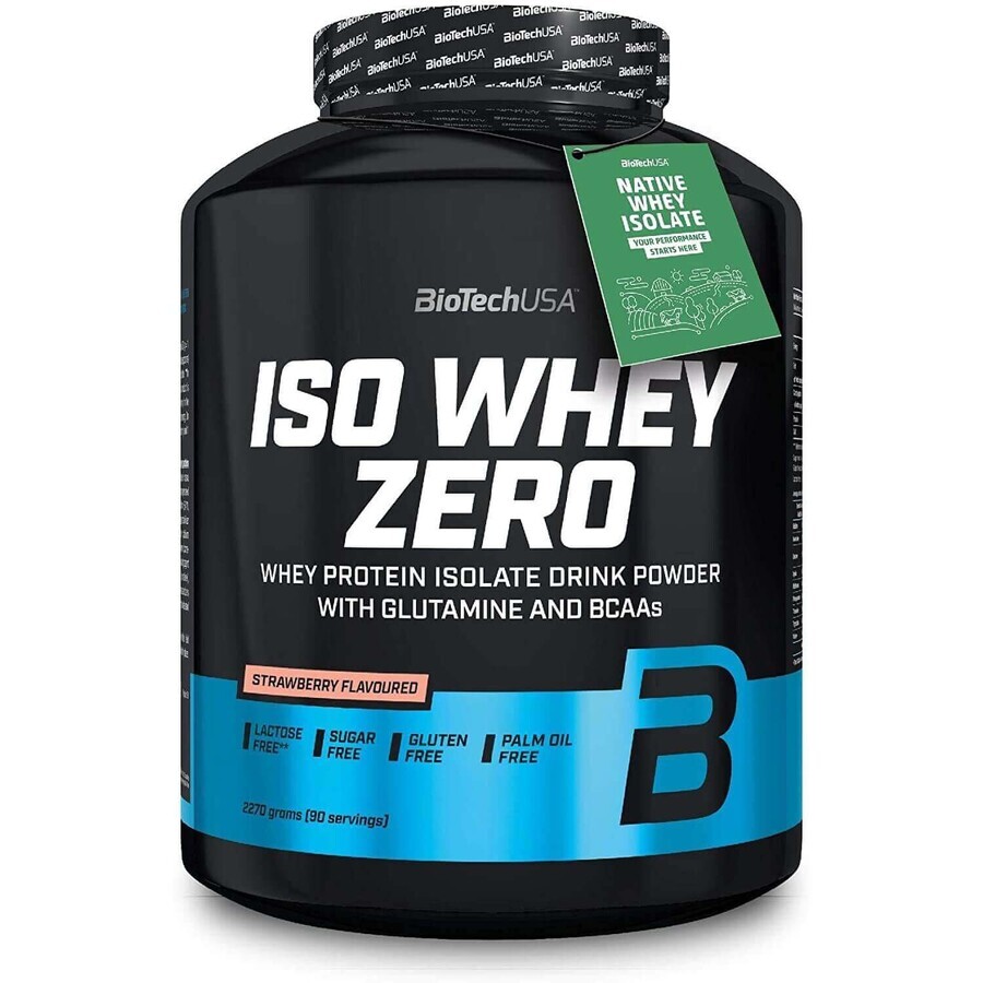 Iso Whey Zero protein powder with strawberry flavour, 2270 g, BiotechUsa