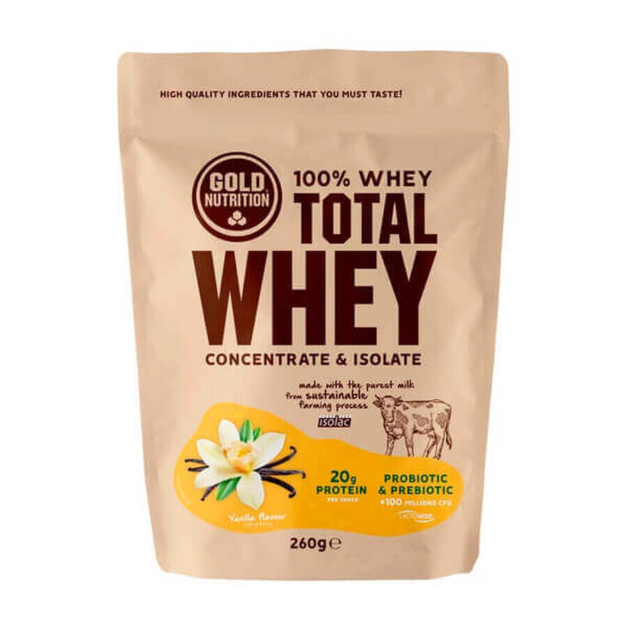 Total Whey Protein Powder Vanilla, 260 g, Gold Nutrition