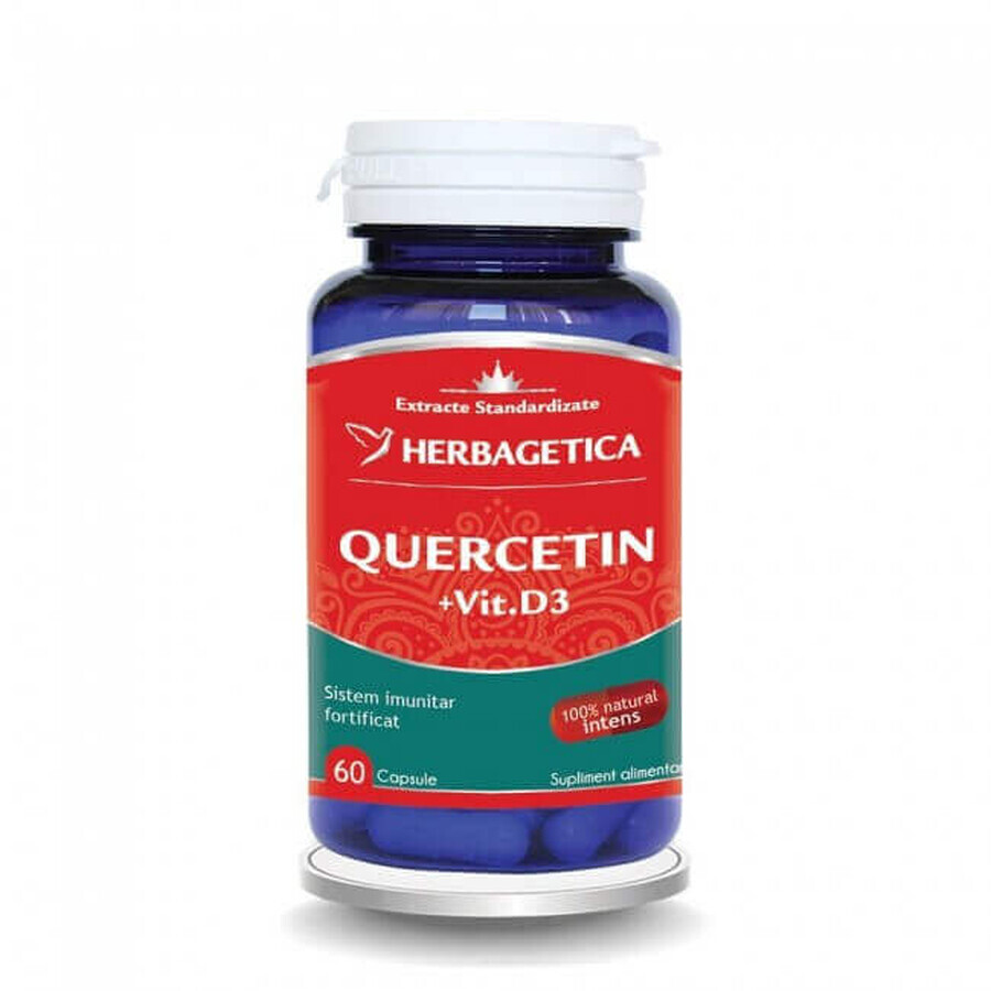 Quercetina con Vitamina D3, 60 cápsulas, Herbagetica