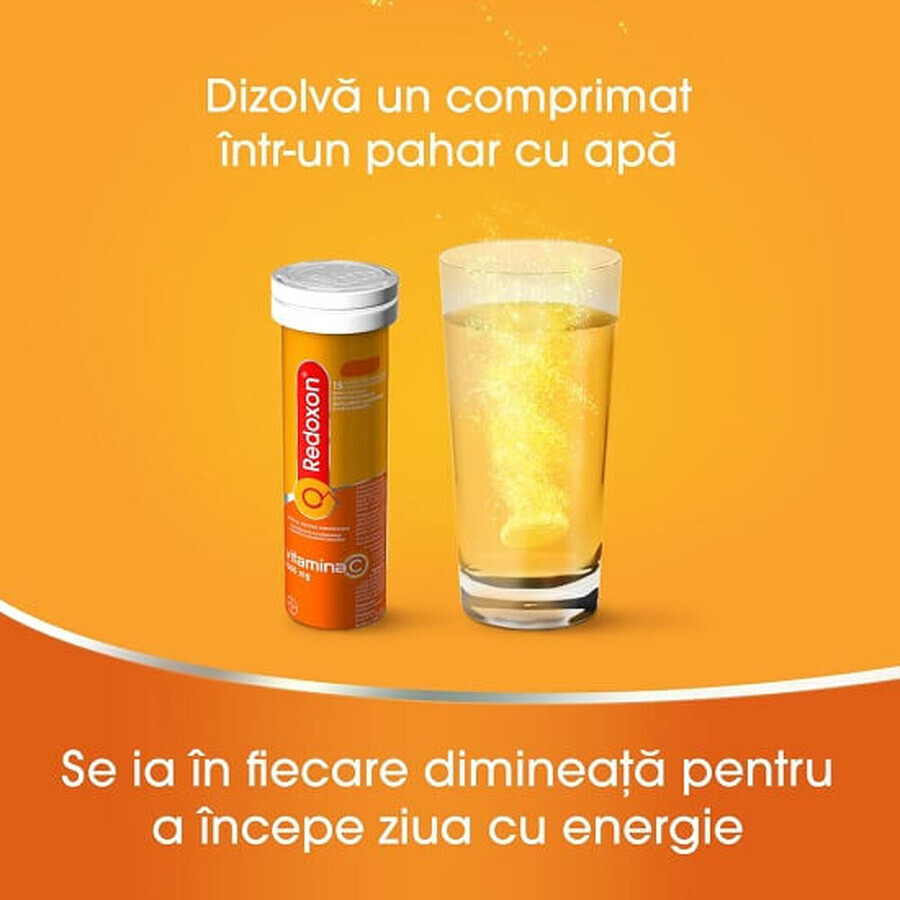 Redoxon 1000 mg vitamina C cu aroma de portocale, 30 comprimate efervescente, Bayer