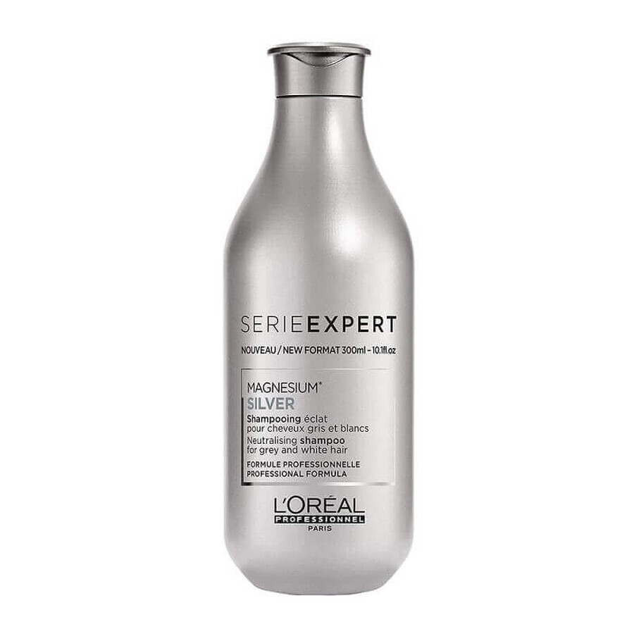 Shampoo neutralizzante per capelli grigi o bianchi Silver Magnesium, 300 ml, Loreal Professionnel