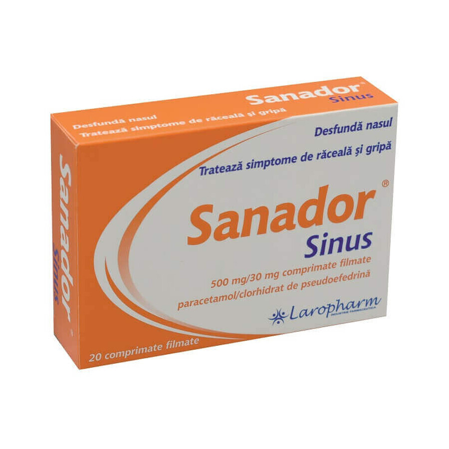 Sanador Sinus 500mg/30mg, 20 film-coated tablets, Laropharm