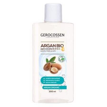 Acqua micellare 3 in 1 per viso e occhi Argan Bio, 300 ml, Gerocossen