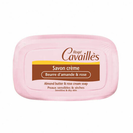 Sapone in crema con burro di mandorle e rosa, 115 g, Roge Cavailles