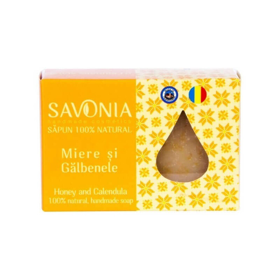 Jabón con miel y caléndula, 90 g, Savonia