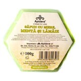 Soap with honey, mint and lemon, 100 g, Apidava