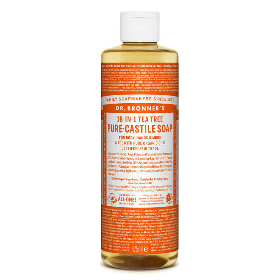 Dr. Bronner's 18in1 liquid magic soap with tea tree, 475 ml