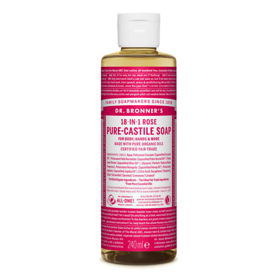 Sapone liquido magico 18in1 con rose, 240 ml, Dr. Bronner's