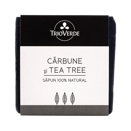 Savon naturel au charbon de bois et à l'arbre à thé, 110 g, Trio Verde