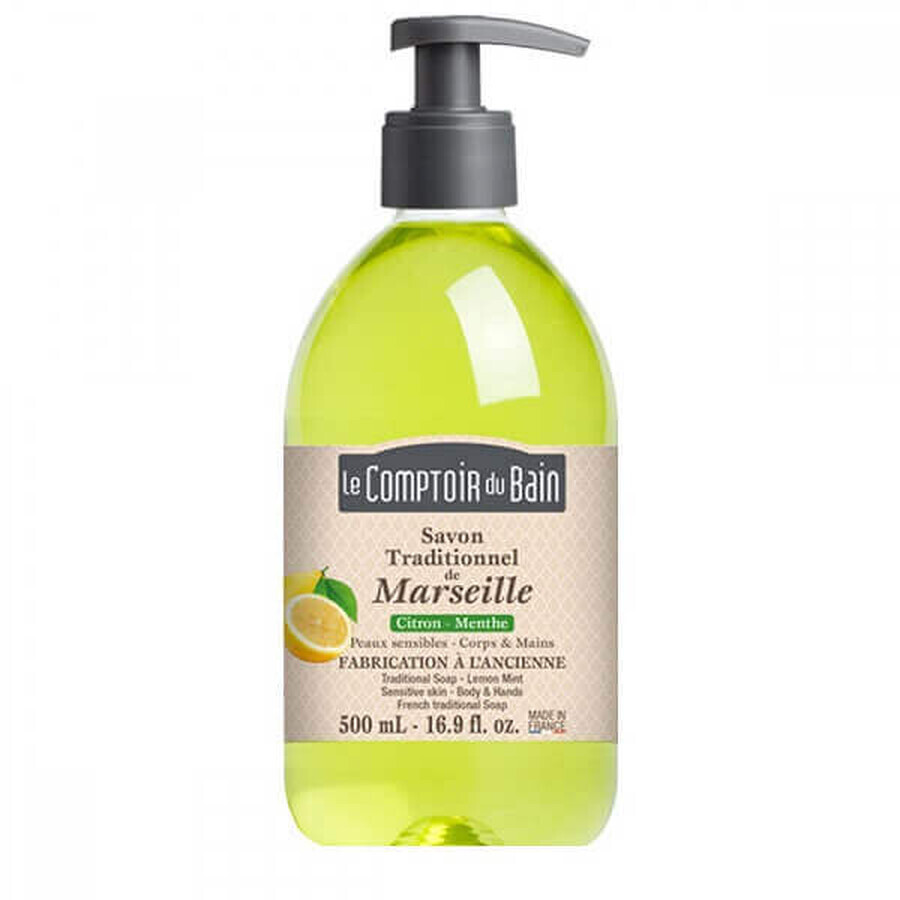 Sapone tradizionale di Marsiglia al profumo di limone e menta, 500 ml, Le Comptoir du Bain