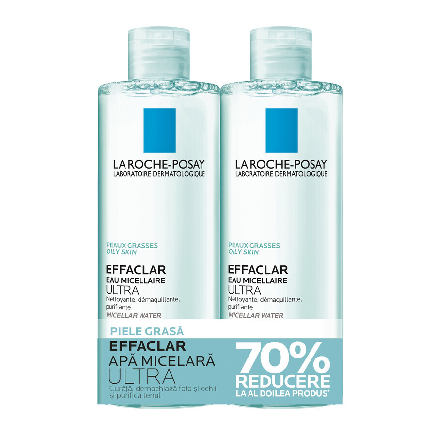 Effaclar Ultra Acqua Micellare per Pelli Grasse a Tendenza Acneica, 400 + 400ml, La Roche-Posay (70% di sconto sul secondo prodotto)