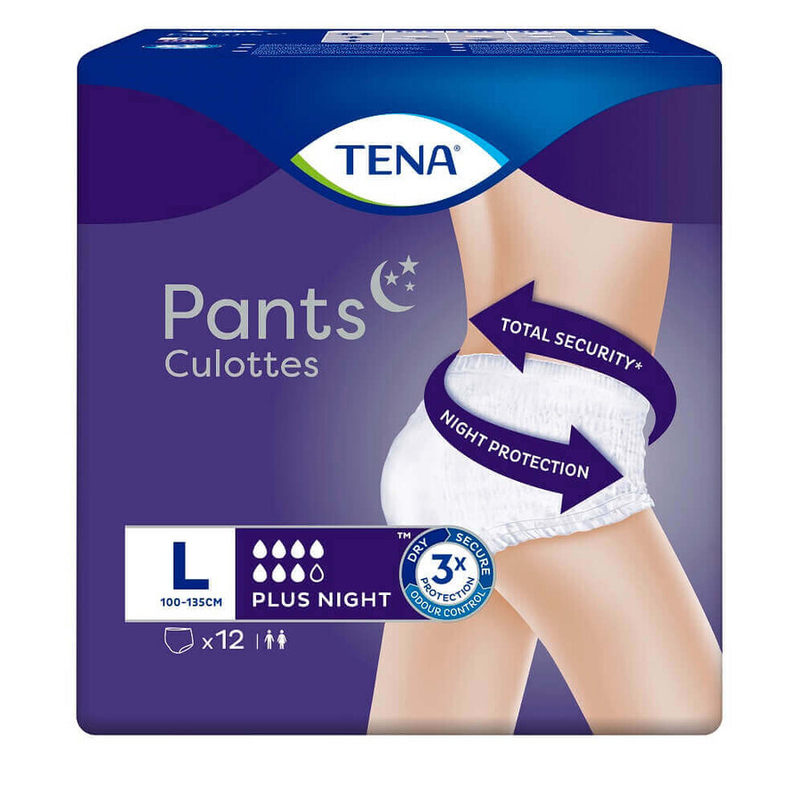 Scutece tip chilot Pants Plus Night L, 12 bucati, Tena