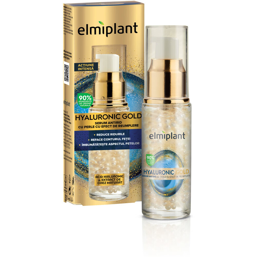 Facial serum with Hyaluronic Gold filling effect, 30 ml, Elmiplant