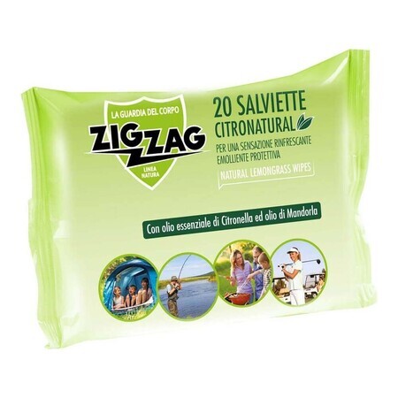 Salviette umidificate contro le zanzare Citronatural, 20 pezzi, Zig Zag