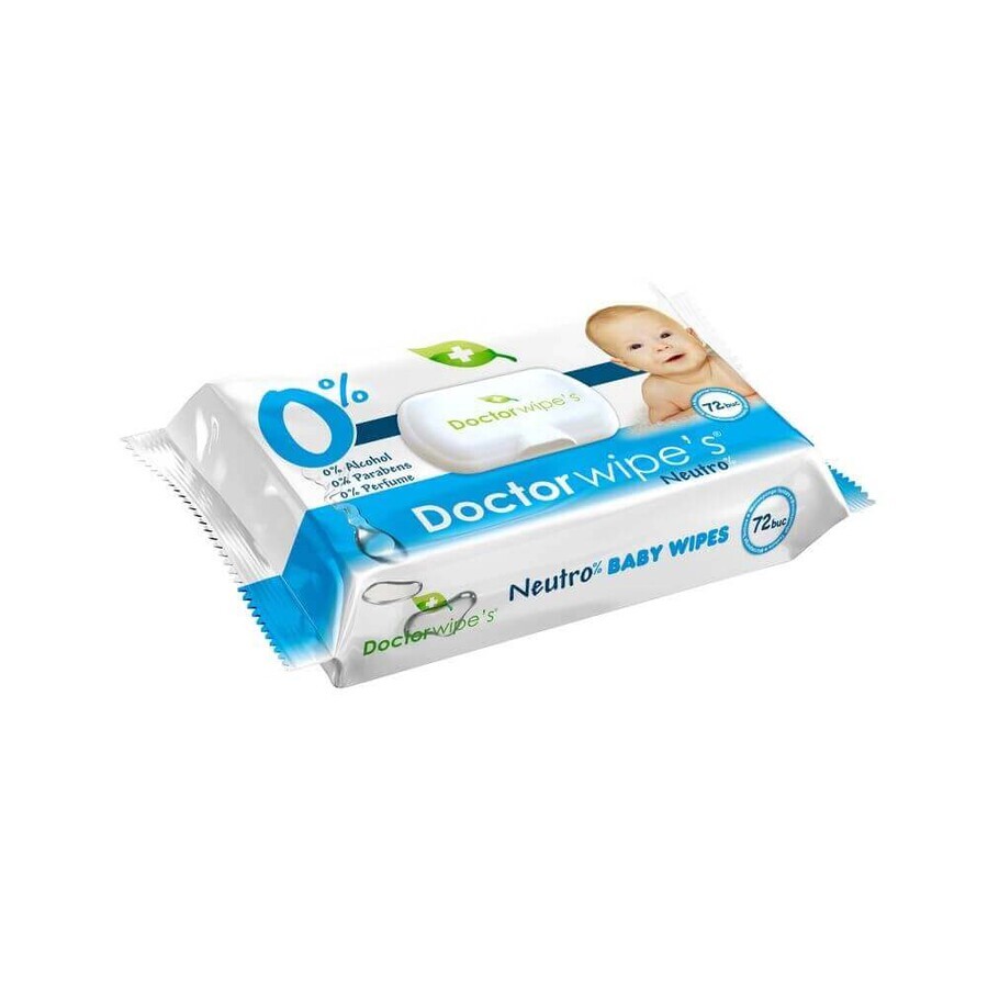 Salviettine umidificate Neutro Baby, 72 pezzi, Doctor Wipe's