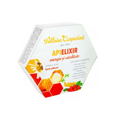 Apielixir energie en vitaliteit, 10 ampullen x 10 ml, Apicola Pastoral