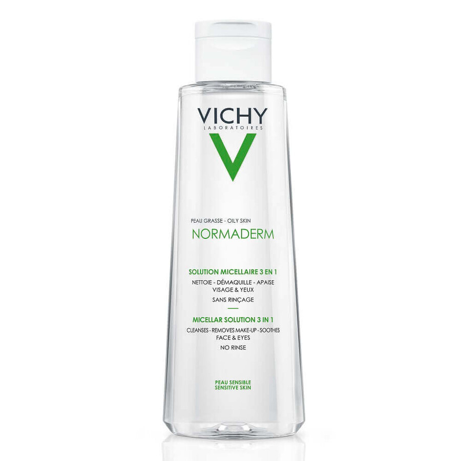 Soluzione micellare 3 in 1 per pelli sensibili con imperfezioni Normaderm, 200 ml, Vichy