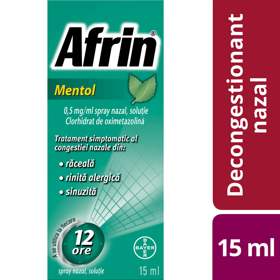 Afrin Mentol spray nasale, soluzione, 0,5 mg/ml, 15 ml, Bayer