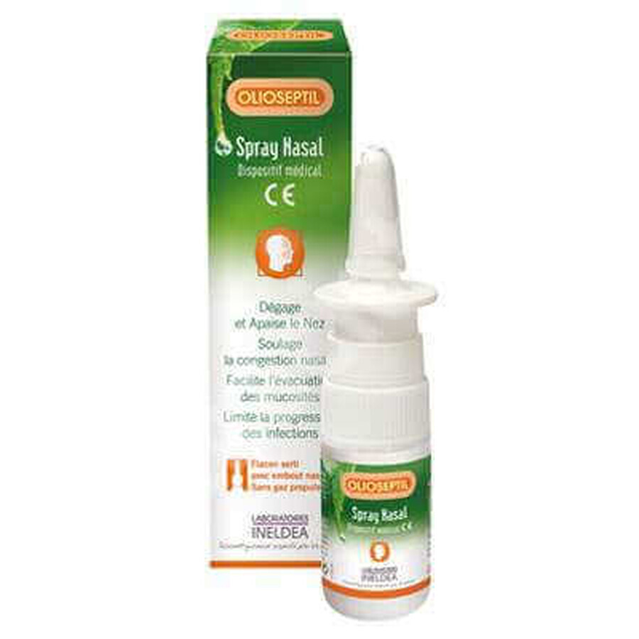 Nasal spray with essential oil of peppermint and thyme Olioseptil, 20 ml, Laboratoires Ineldea