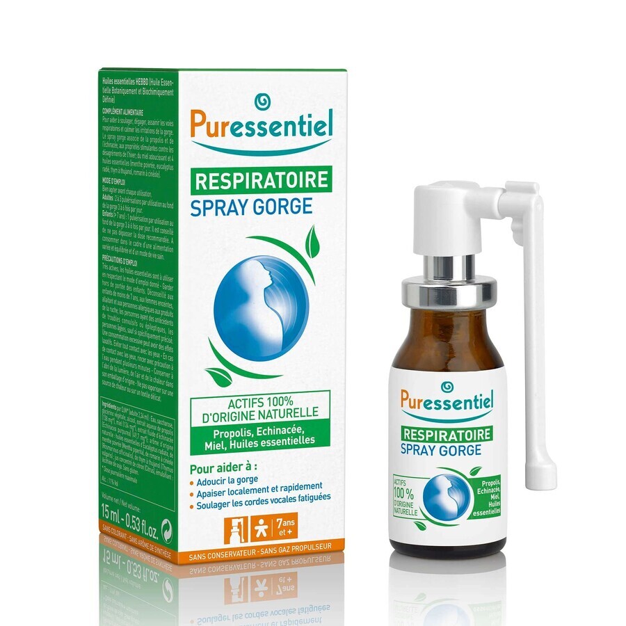 Oral spray for soothing sore throat, 15 ml, Puressentiel