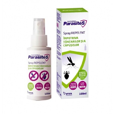 Spray repellente contro zanzare e zecche, Parassiti Santaderm, 100 ml, Viva Pharma