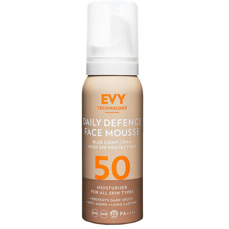 Daily Defense Schiuma Viso Unisex SPF 50, 75 ml, Evy Technology 