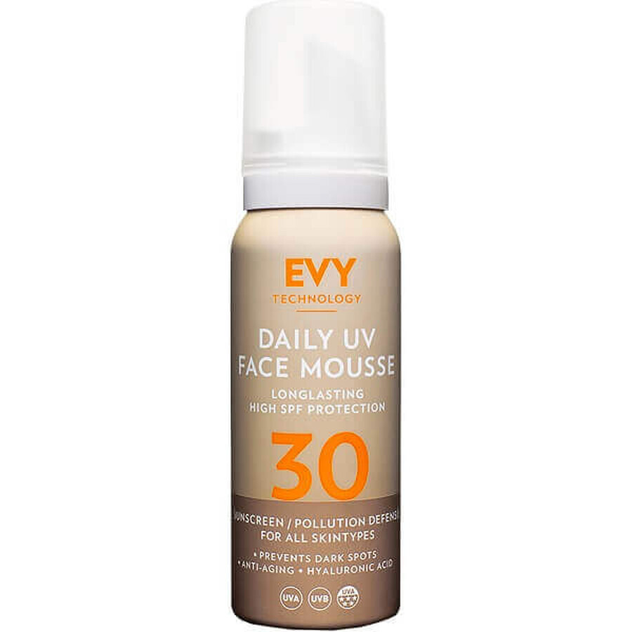 Schiuma viso Daily UV Unisex SPF 30, 75 ml, tecnologia Evy