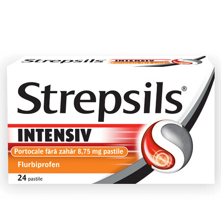 Strepsils Intensive Sugar Free Orange Flavour, 24 pills, Reckitt Benckiser Healthcare