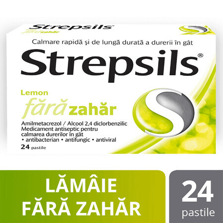 Strepsils Lemon sugar free, 24 pills, Reckitt Benckiser Healthcare