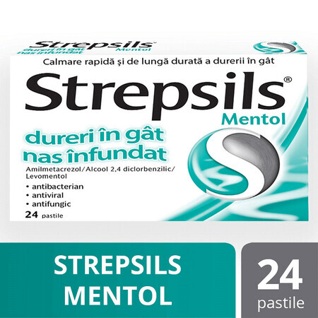 Strepsils Menthol, 24 tablets, Reckitt Benckiser Healthcare